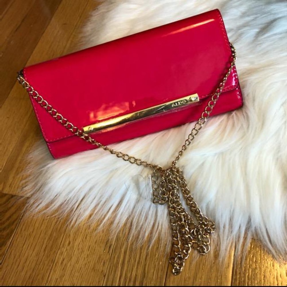 Aldo Shiny Bright Pink Clutch